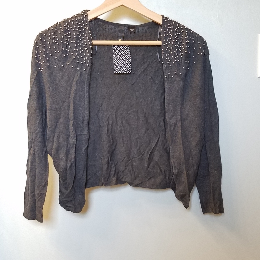 NWT grey beaded cardigan sweater size 6
